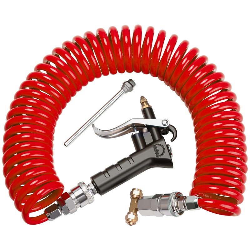 Boeray Heavy Duty Truck Air Duster Blow Gun Cleaning with 9 Meter Long Coil and 2 interchangeable nozzle tips- Red Air Seat Blow Gun Kit - Image 1